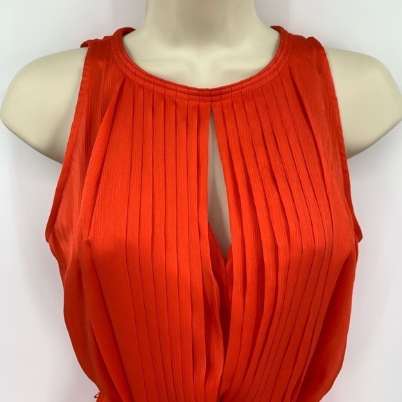 DVF Diane von Furstenberg Ria Spicy Orange pleated shift dress chiffon new 0 - Picture 3 of 7